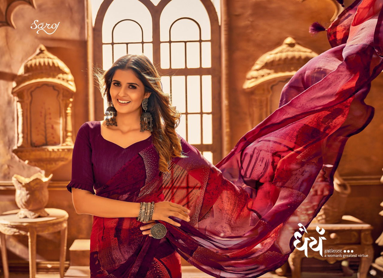 Saroj Magic New Ethnic Wear Printed Georgette Saree Latest Collection